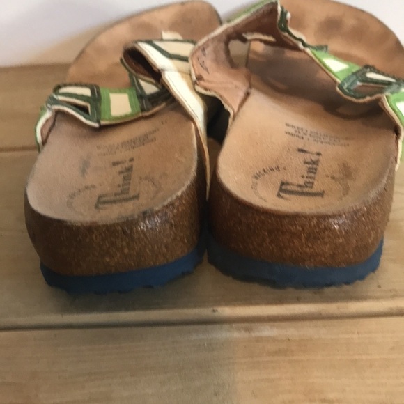 THINK! Women's Julia Window Thong sandals size 41 or 10.5 green cream - Picture 6 of 8